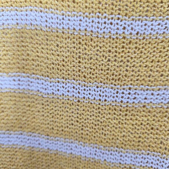 Zara Striped Yellow & White High Waisted Knit Wide Leg Rustic Pants Size Medium - Picture 5 of 7